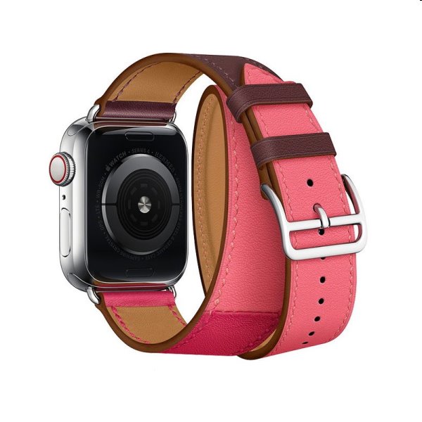 Řemínek z telecí kůže (dlouhý) COTEetCI pro Apple Watch 38/40/41mm, fialovo/růžový