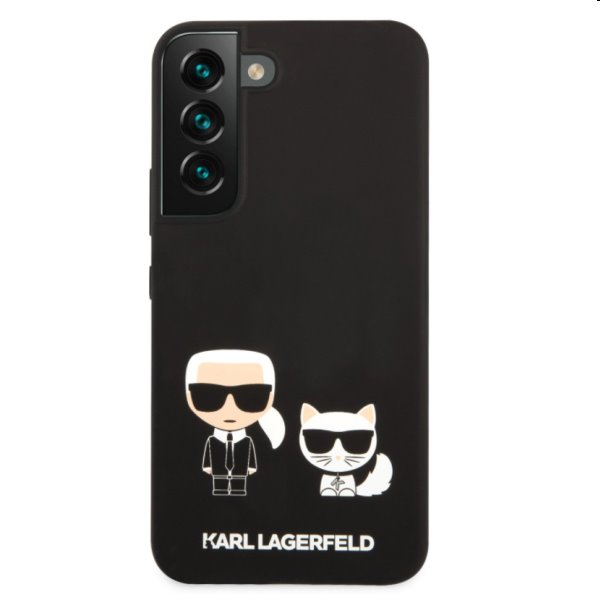 Pouzdro Karl Lagerfeld and Choupette Liquid Silicone pro Samsung Galaxy S22 Plus, černé