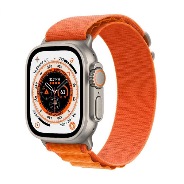 Apple Watch Ultra GPS + Cellular 49mm Titanium Case with oranžová Alpine Loop - Large