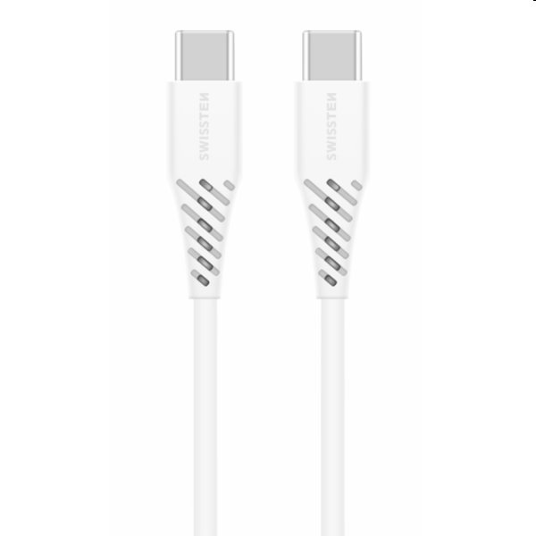 Swissten Datový a nabíjecí kabel TPU USB-C/USB-C, PD,2,5 m, bílý