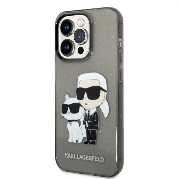 Pouzdro Karl Lagerfeld IML Glitter Karl and Choupette NFT pro Apple iPhone 14 Pro Max, černé