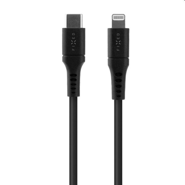 FIXED Datový a nabíjecí kabel USB-C/Lightning MFI, PD, 0,5 m, černý