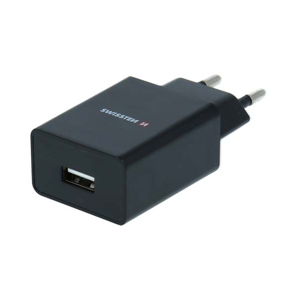 Sítóvý Adaptér Swissten Smart IC 1x USB 1A + Datový kabelUSB / Typ C 1,2 m, černý