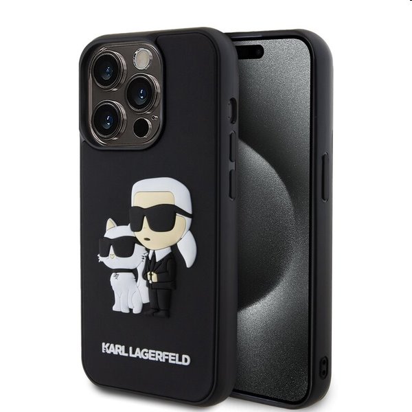 Pouzdro Karl Lagerfeld 3D Rubber Karl and Choupette pro Apple iPhone 13 Pro, černé