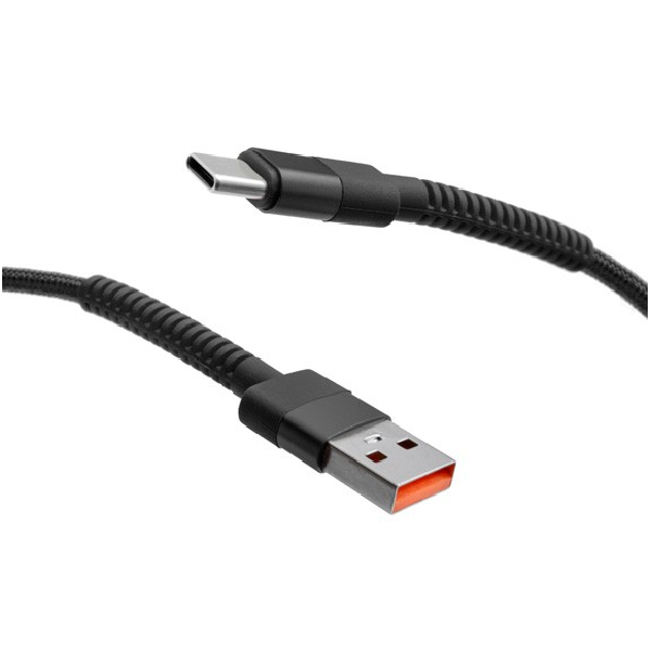 MobilNET Datový a nabíjecí pletený kabel USB/USB-C, 3A, 1m, černý