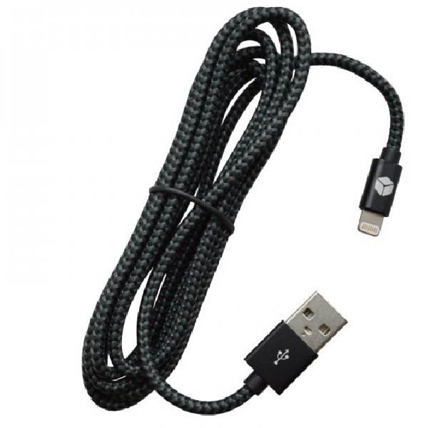 Sturdo Datový a nabíjecí pletený kabel  USB/Lightning, 2A, černý