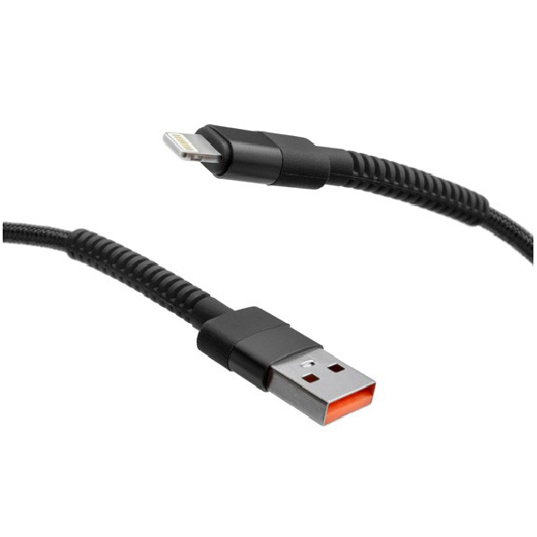 MobilNET Datový a nabíjecí pletený kabel USB/Lightning, 3A, 1m, černý