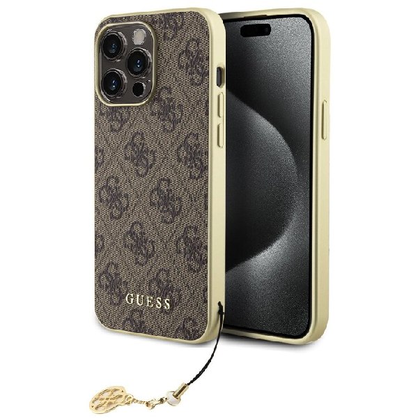 Zadní kryt Guess 4G Charms pro iPhone 15 Pro Max, hnědý