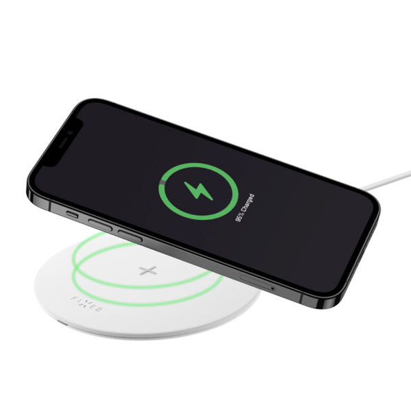 FIXED SlimPad fast wireless charging pad for smartphone, 15 W, white, použitý, záruka 12 měsíců