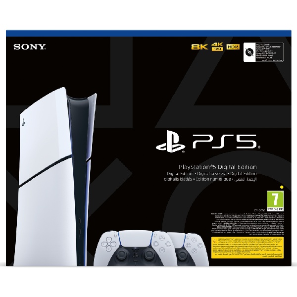 PlayStation 5 Digital (Model Slim) + 2x PlayStation 5 DualSense bezdrátový ovladač, bílý