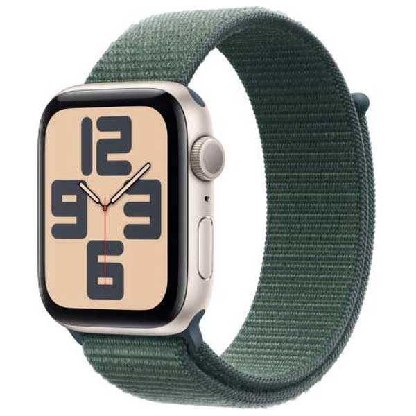 Apple Watch SE GPS 44mm Starlight Aluminium Case with Lake Green Sport Loop