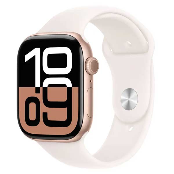 Apple Watch Series 10 GPS 46mm Růžově zlatý hliník se světle ruměným provlékacím řemínkem  - M/L