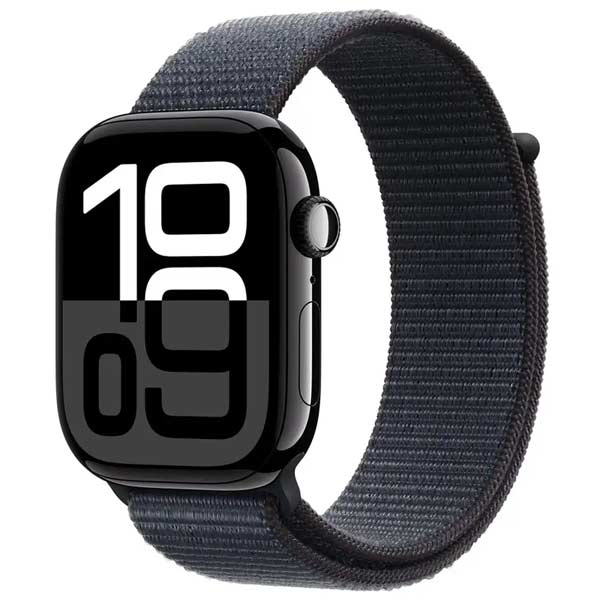 Apple Watch Series 10 GPS + Cellular 42mm Jet Black Aluminium Case with Ink Sport Loop