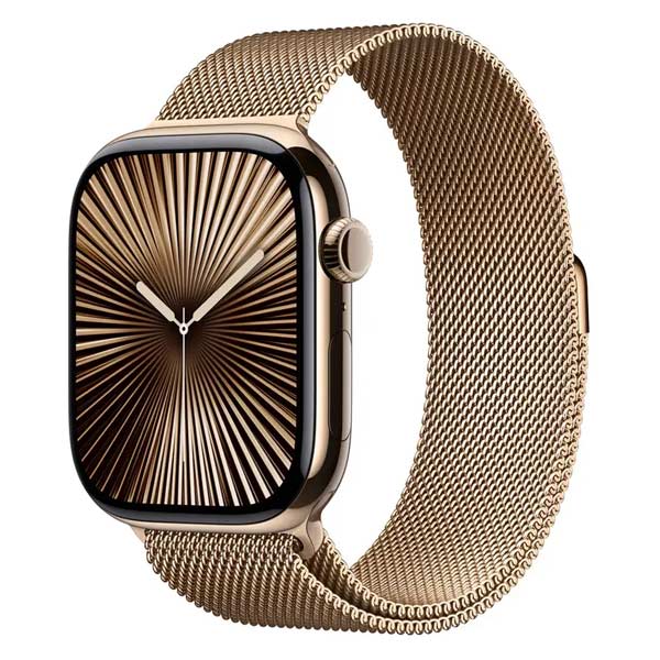 Apple Watch Series 10 GPS + Cellular 46mm Zlatý titan se zlatým milánskym řemínkem  - M/L