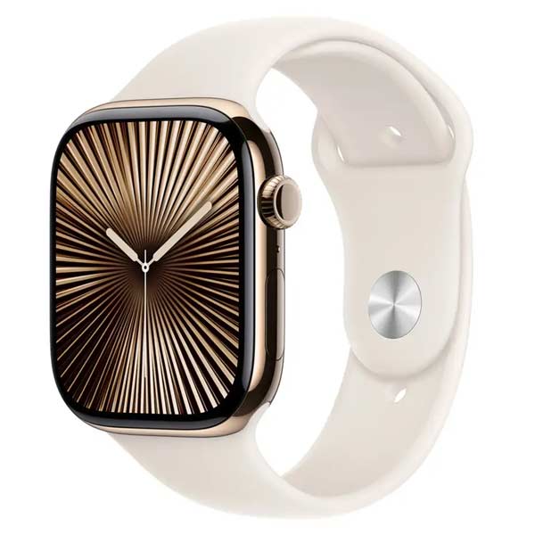 Apple Watch Series 10 GPS + Cellular 46mm Zlaté titánové s hviezdne bielym športovým remienkom - M/L