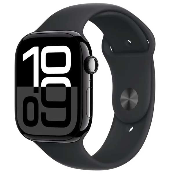 Apple Watch Series 10 GPS + Cellular 46mm Klavírně černý hliník s černým sportovním řemínkem  - M/L