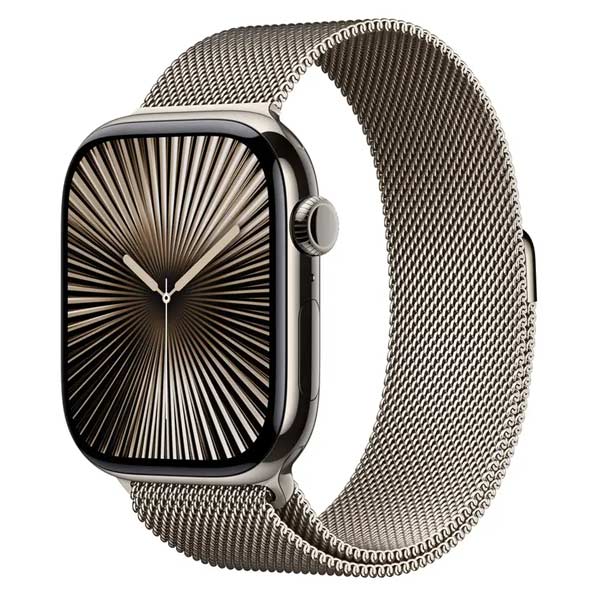 Apple Watch Series 10 GPS + Cellular 46mm  Přírodní titan s přírodním milánskym řemínkem - M/L