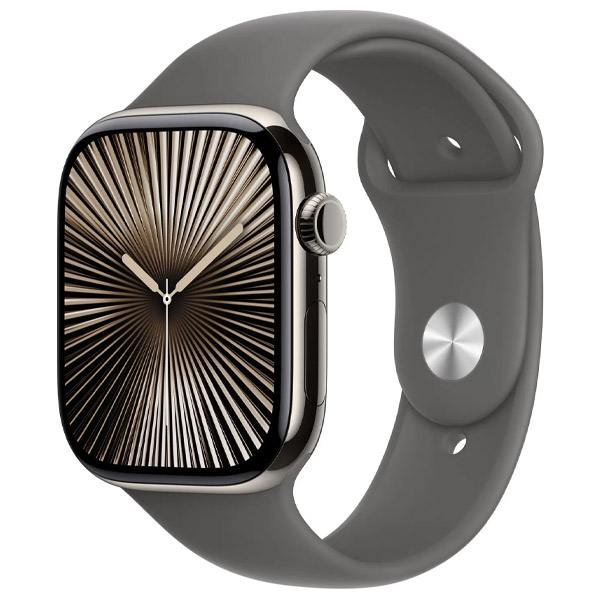 Apple Watch Series 10 GPS + Cellular 46mm  Přírodní titan se skálově šedým sportovním řemínkem  - M/L