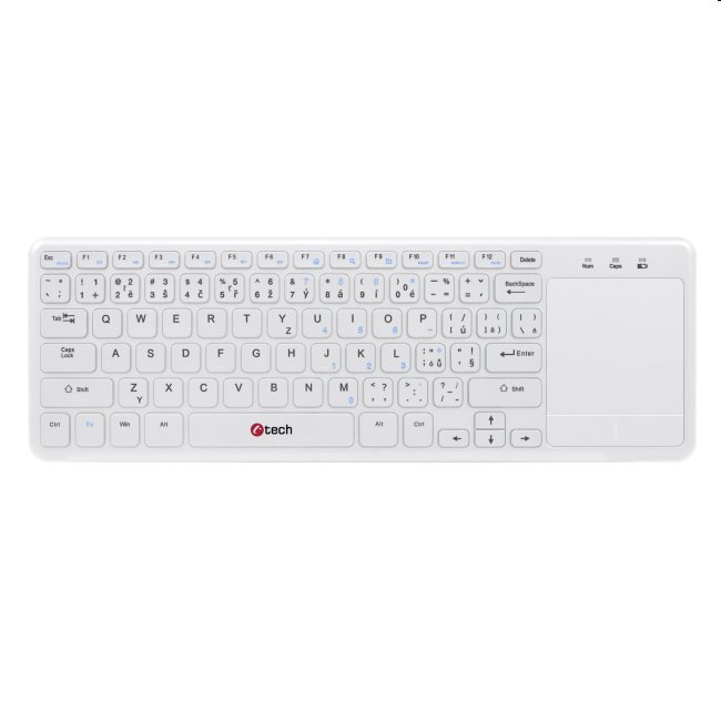 C-Tech wireless keyboard w/ touchpad, white (SK layout), vystavený, záruka 21 měsíců