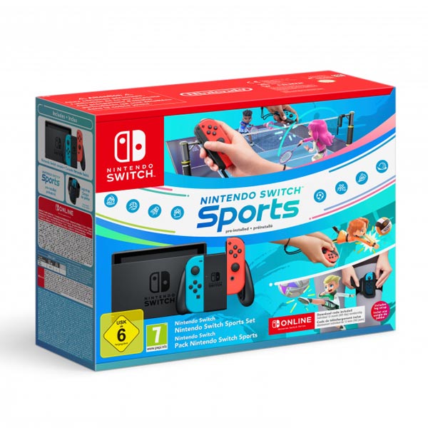 Nintendo Switch Neon + Switch Sports + 12 měsíční předplatné