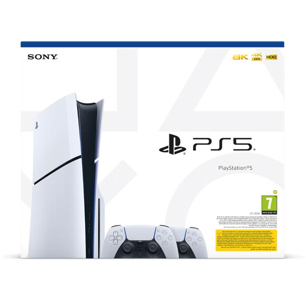 PlayStation 5 (Model Slim) + PlayStation 5 DualSense Wireless Controller, black & white, vystavený, záruka 21 měsíců