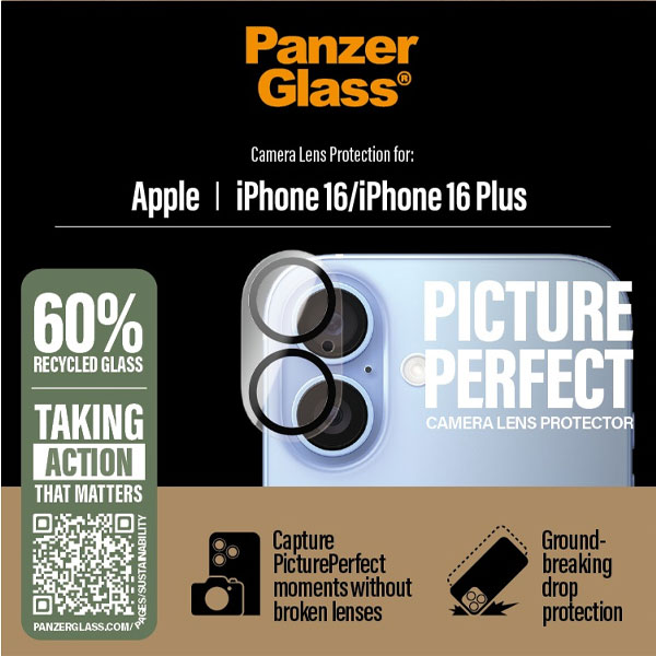 PanzerGlass Ochranný kryt objektivu fotoaparátu Hoops pro Apple iPhone 16/16 Plus, černá