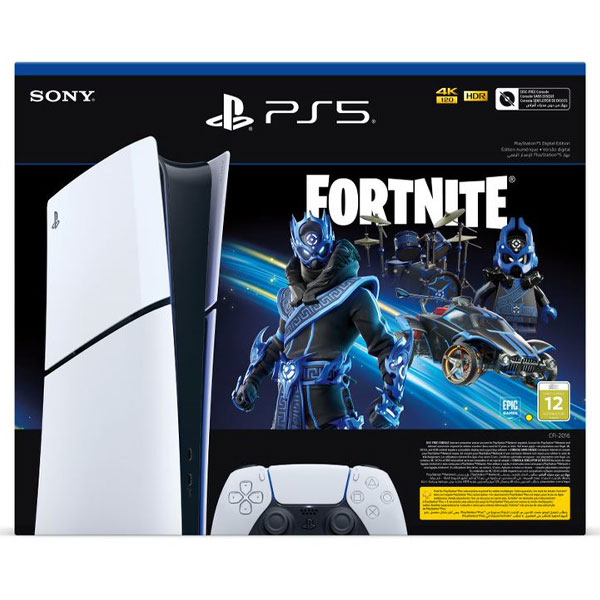 PlayStation 5 Digital (Model Slim Fortnite Cobalt Star Bundle), vystavený, záruka 21 měsíců