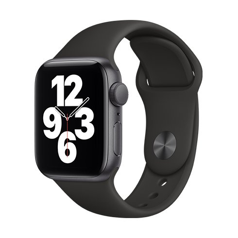 Apple Watch SE GPS, 40mm Space Gray Aluminium Case with Black Sport Band-Regular