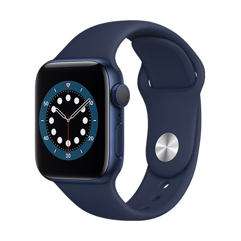 Apple Watch Series 6 GPS, 40mm Blue Aluminium Case with Deep Navy Sport Band-Regular