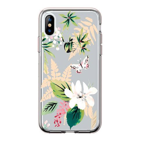 Comma kryt Butterfly Crystal Flower Series pro iPhone XS, white