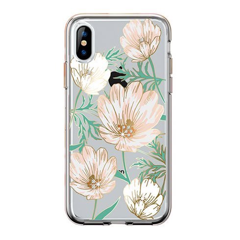 Comma kryt Magnolia Crystal Flower Series pro iPhone XS, white