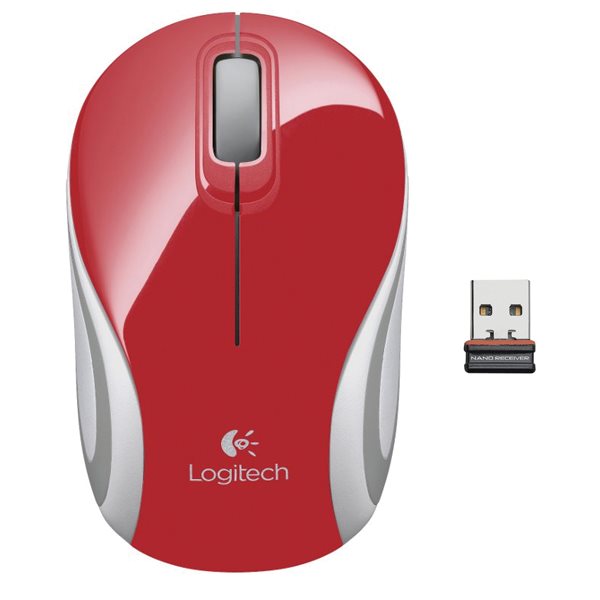 Kancelářská myš Logitech Wireless Mini Mouse M187, red