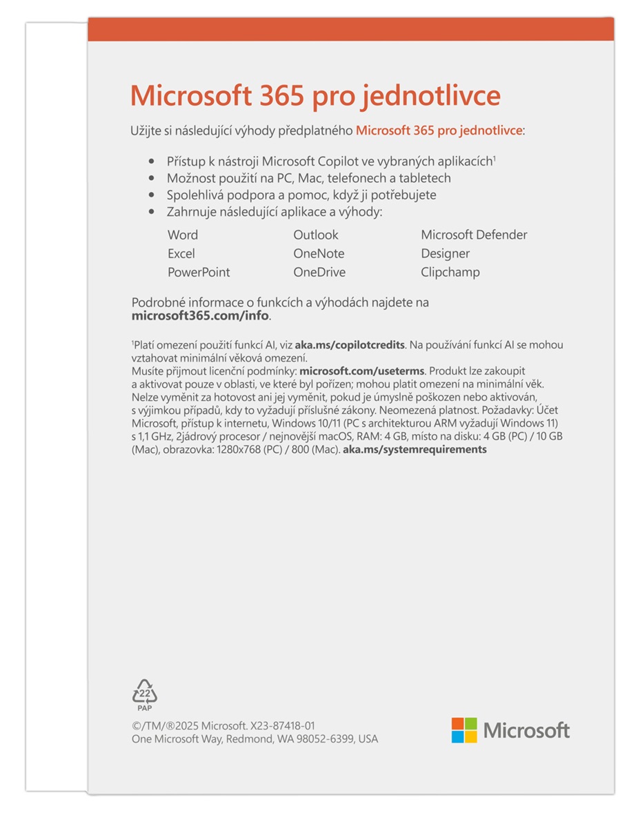 Microsoft 365 pro jednotlivce-12 měsíců