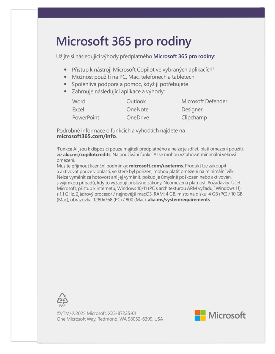 Microsoft 365 pro rodiny-12 měsíců