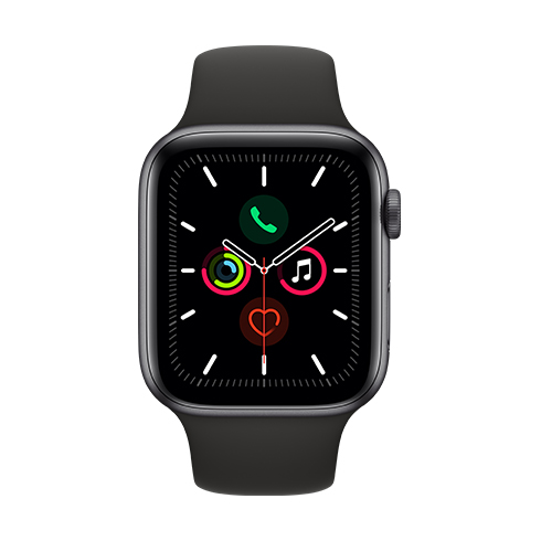 Apple Watch Series 5 GPS, 44mm vesmírná šedá Aluminium Case with černá Sport Band - S/M & M/L