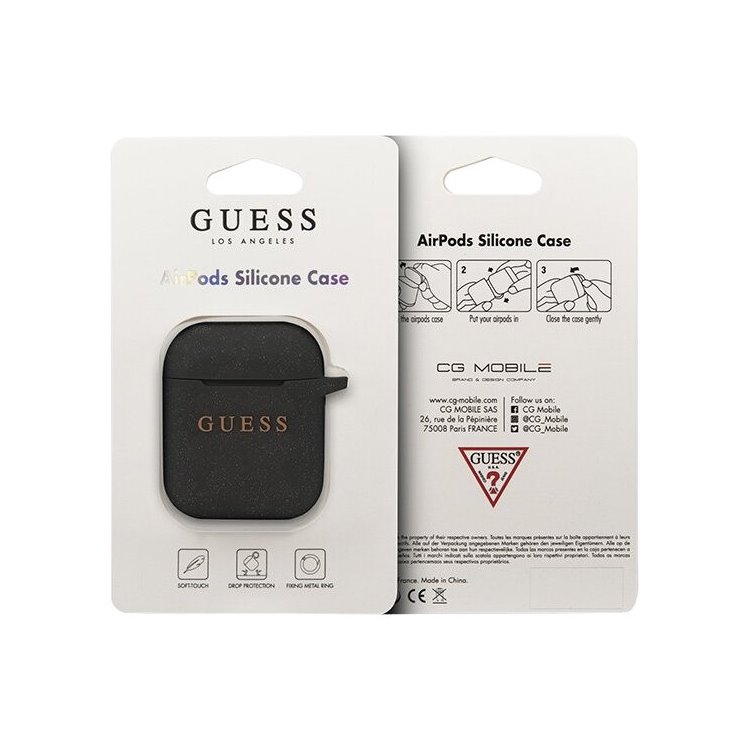 GUESS silikonový obal pro Apple AirPods (GUACCSILGLBK), Black