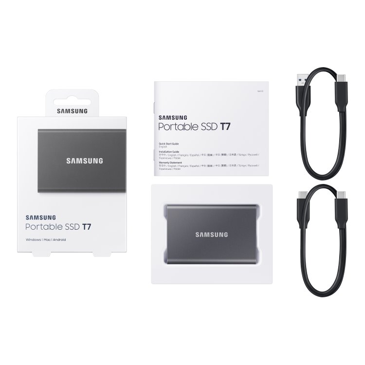 Samsung SSD T7, 2TB, USB 3.2, gray