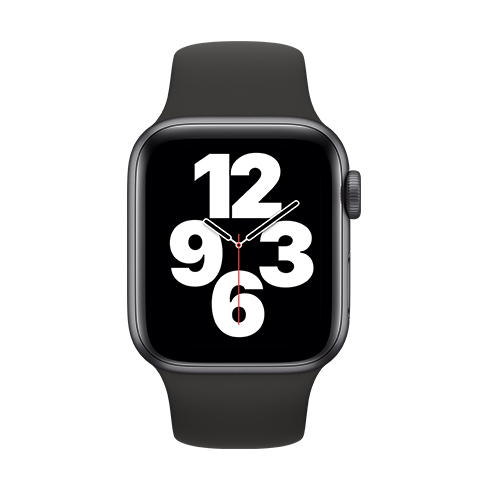 Apple Watch SE GPS, 40mm Space Gray Aluminium Case with Black Sport Band-Regular