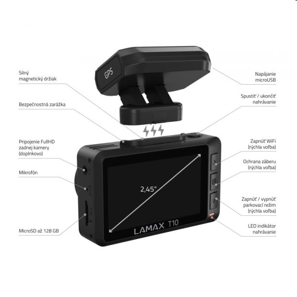 Lamax T10 4K GPS, autokamera s hlášením radarů