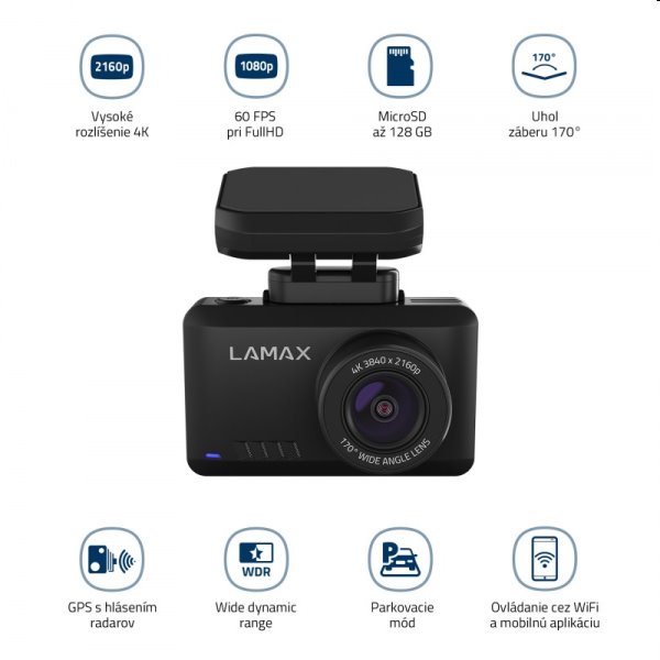 Lamax T10 4K GPS, autokamera s hlášením radarů