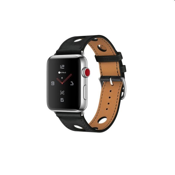 kůžený děrovaný řemínek COTEetCI pro Apple Watch 38/40/41mm, černý