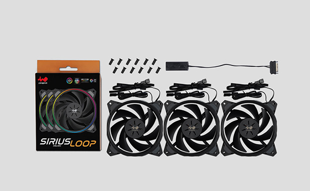 InWin Case fan Sirius Loop ASL120, 120mm, ARGB, Black (Triple pack+ ARGB Controler)