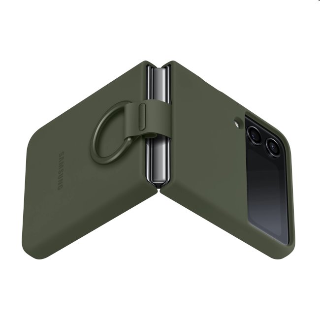 Pouzdro Silicone Cover s držákem na prst pro Samsung Galaxy Z Flip4, khaki