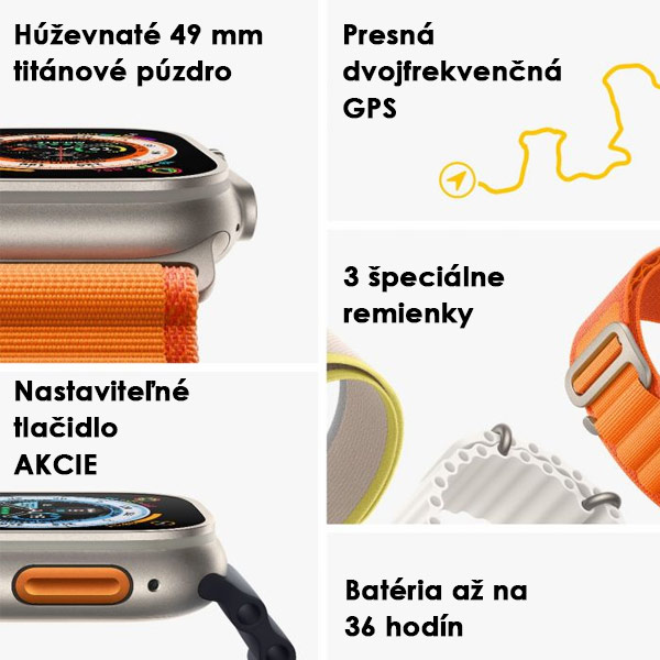 Apple Watch Ultra GPS + Cellular 49mm Titanium Case with oranžová Alpine Loop - Medium