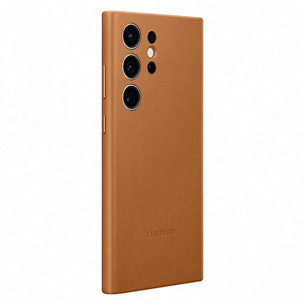 Pouzdro Leather Cover pro Samsung S23 Ultra, camel