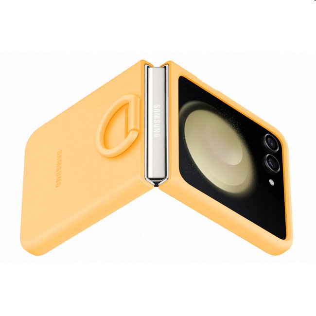 Pouzdro Silicone Cover s držákem na prst pro Samsung Galaxy Z Flip5, apricot