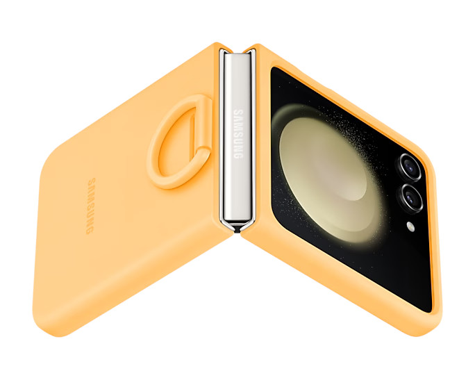 Pouzdro Silicone Cover s držákem na prst pro Samsung Galaxy Z Flip5, apricot