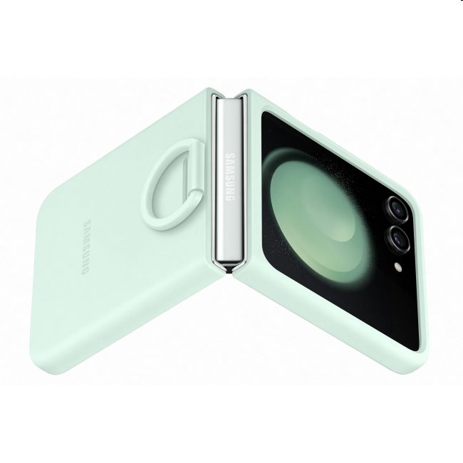 Pouzdro Silicone Cover s držákem na prst pro Samsung Galaxy Z Flip5, dynamic mint