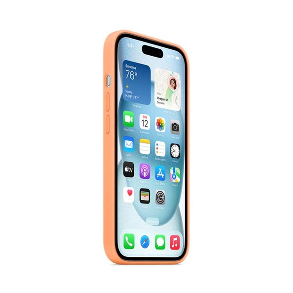 Apple iPhone 15 Silicone Case with MagSafe - Orange Sorbet