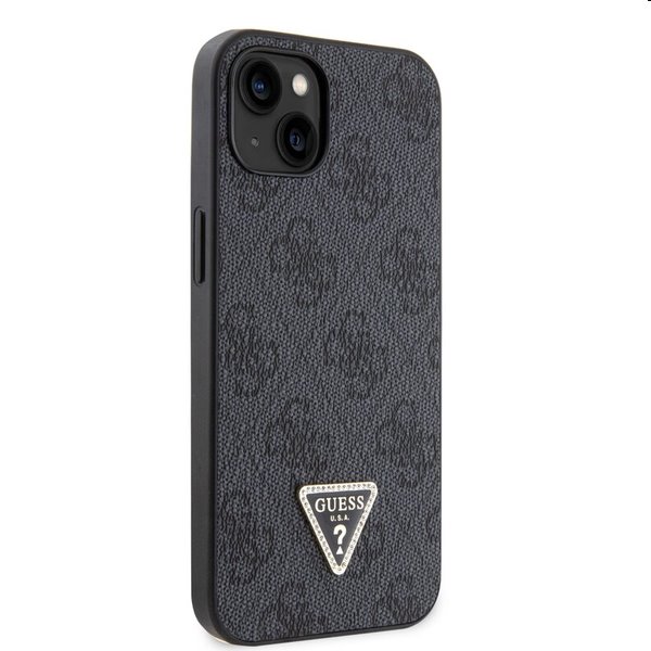 Pouzdro Guess PU 4G Strass Triangle Metal Logo + Crossbody popruh pro iPhone 15. black